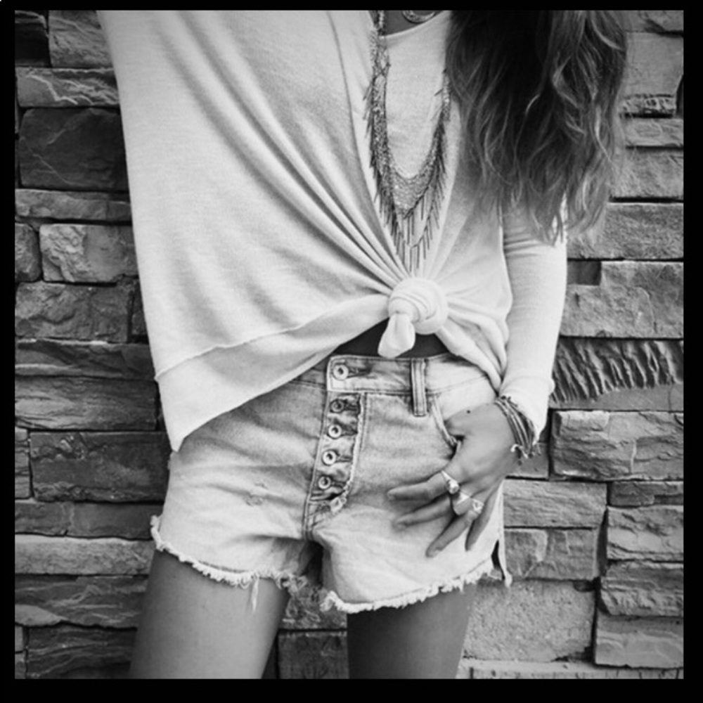 FP Runaway Cutoff Shorts Grey Denim 24